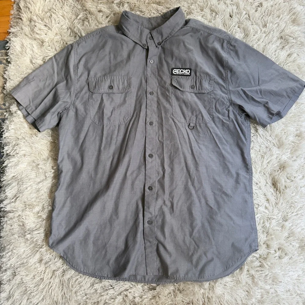 Ecko Unltd Grey Utility Short Sleeve Button Down Shirt Mens XL Streetwear Skate
